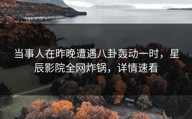 当事人在昨晚遭遇八卦轰动一时，星辰影院全网炸锅，详情速看