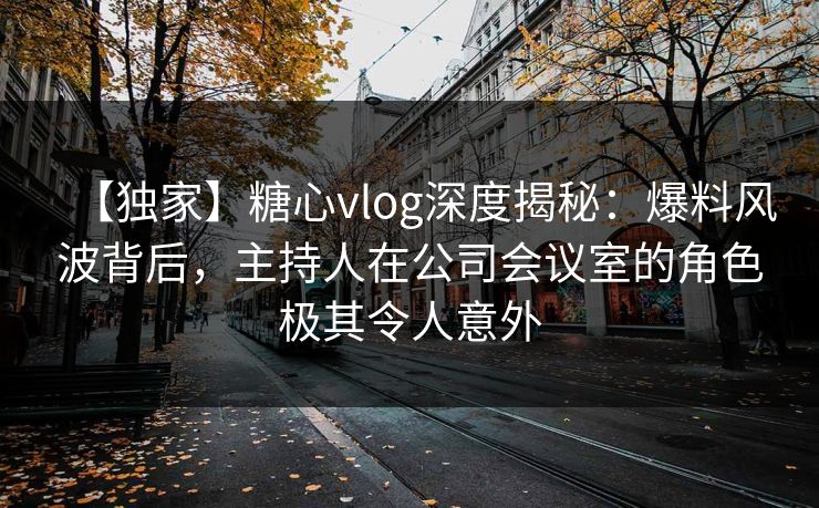 【独家】糖心vlog深度揭秘：爆料风波背后，主持人在公司会议室的角色极其令人意外