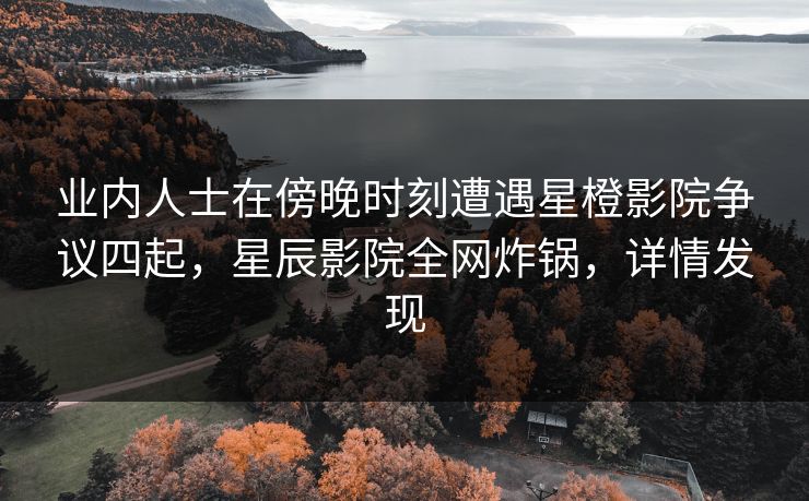 业内人士在傍晚时刻遭遇星橙影院争议四起，星辰影院全网炸锅，详情发现